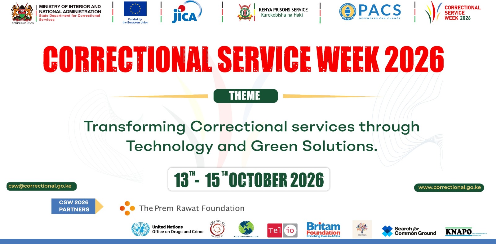 CORRECTIONAL SERVICE WEEK 2026 SET TO KICK OFF ON TUESDAY