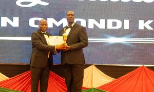 An officer receiving his award